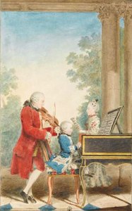Mozart et son père (aquarelle par Carmontel)