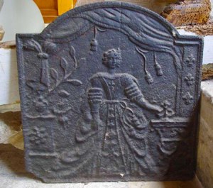 Plaque de cheminée représentant Marie en reine de France