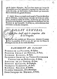 Programme d'un ballet dansé par les élèves de Louis-le-Grand